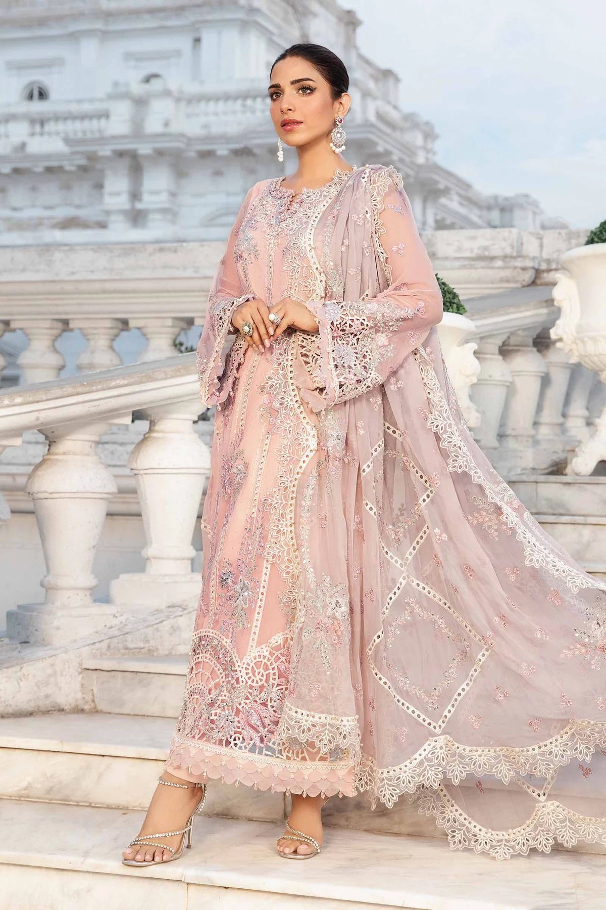 Maria B Semi Pure Chiffon Party Wear Dress 2024 Wearza