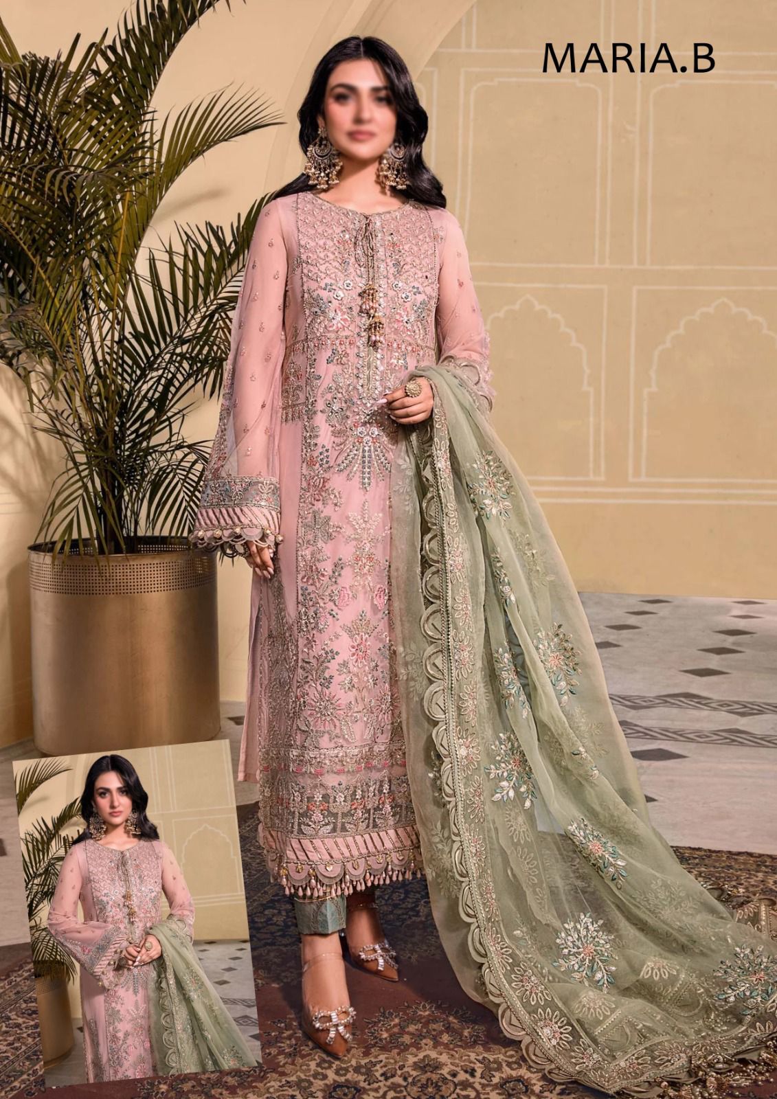 MARIA B LUXURY EMBROIDERED PURE ORGANZA SUIT 2024 Wearza