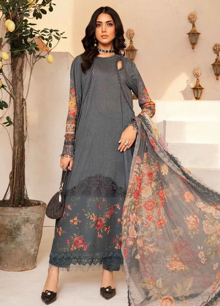 Maria B M-PRINT Wz-02A/B In 2 Exclusive Colors Pure Luxury Lawn Emb With Pure Chiffon Duppata -Summer Collection 24 - Wearza