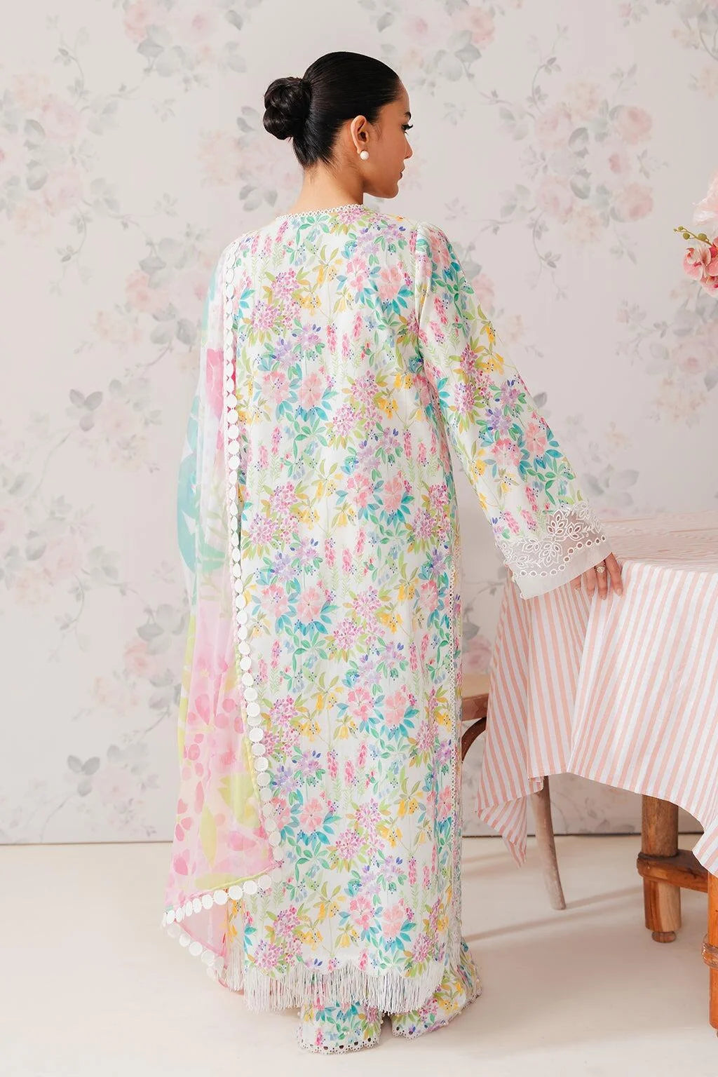 Afrozeh Al-vanilla Premium Pure Lawn With Digital Printed Silk Duppata 2024 - Wearza