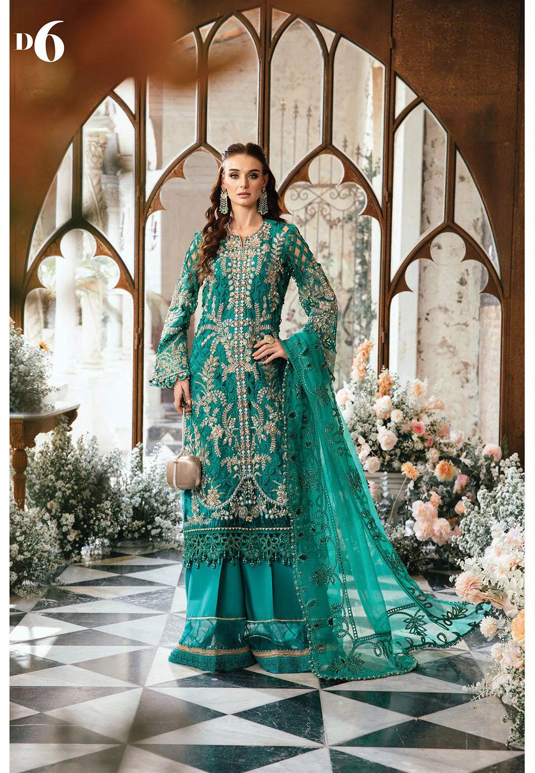 Maria B Pure Organza Party Wear Embroidered Dress 2024