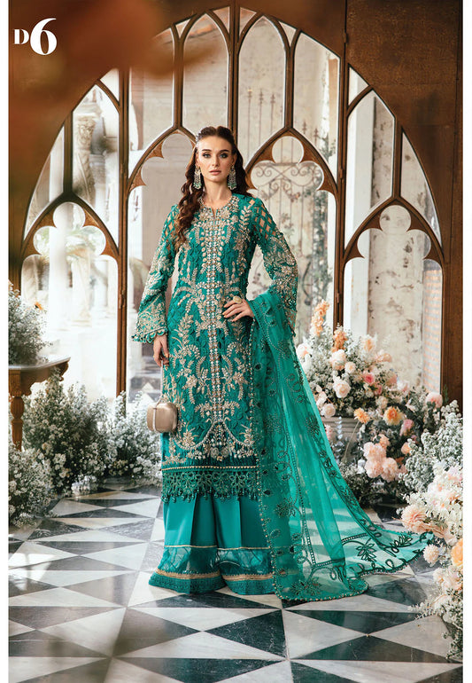 Maria B Pure Organza Party Wear Embroidered Dress 2024