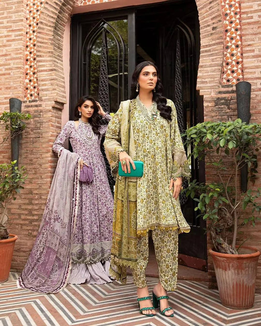 Maria B MPRINT Wz-209 Pure Luxury Lawn Emb With Pure Chiffon Duppata -Summer Collection 24 - Wearza