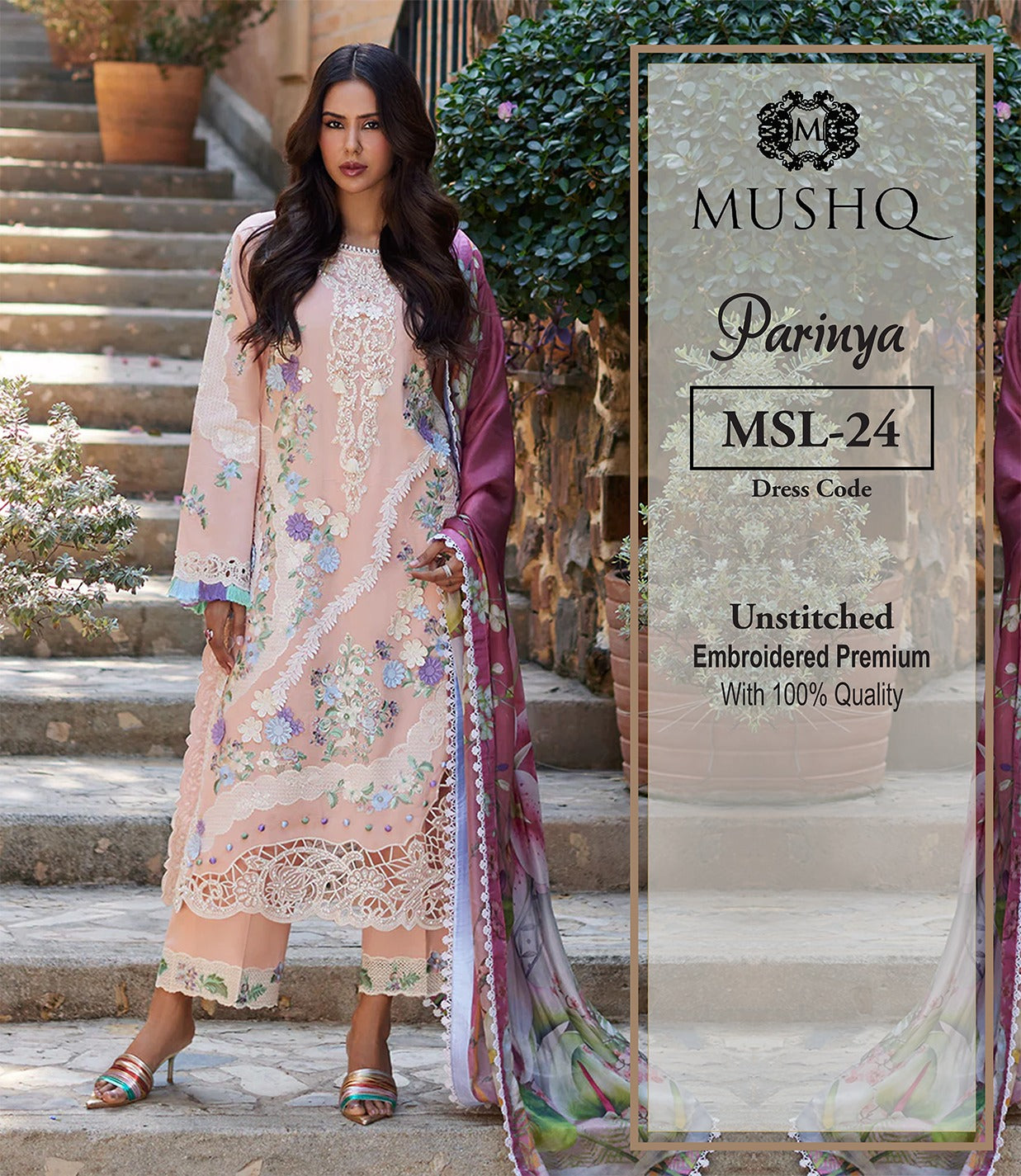 MUSHQ PARINYA FULLY CHIKANKARI WITH SILK DUPPATA MOST HIT DESIGN 2014 - Wearza