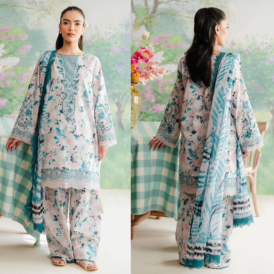 Afrozeh AL-Cashmere Digital Printed Pure Lawn With Pure Silk Duppata 2024 - Wearza