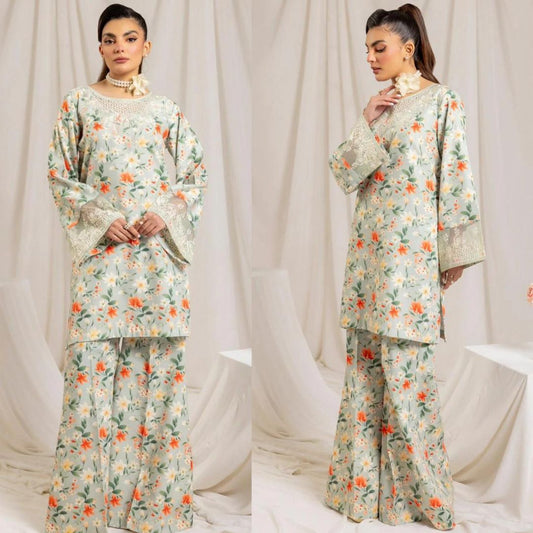 Mushq ML-101 Premium Pure Lawn Emb With Silk Duppata 2024 - Wearza