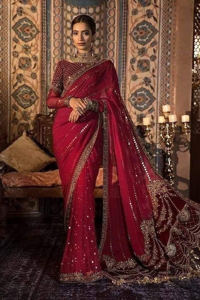 MARIA B SAREE (STONE + HANDWORK ) THE MOST DEMANDING SAREE ON THIS WEDDING SEASON 2023 - Wearza