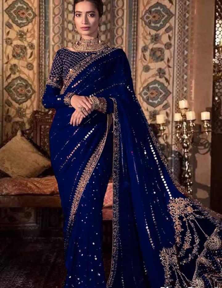 MARIA B SAREE (STONE + HANDWORK ) THE MOST DEMANDING SAREE ON THIS WEDDING SEASON 2023 - Wearza