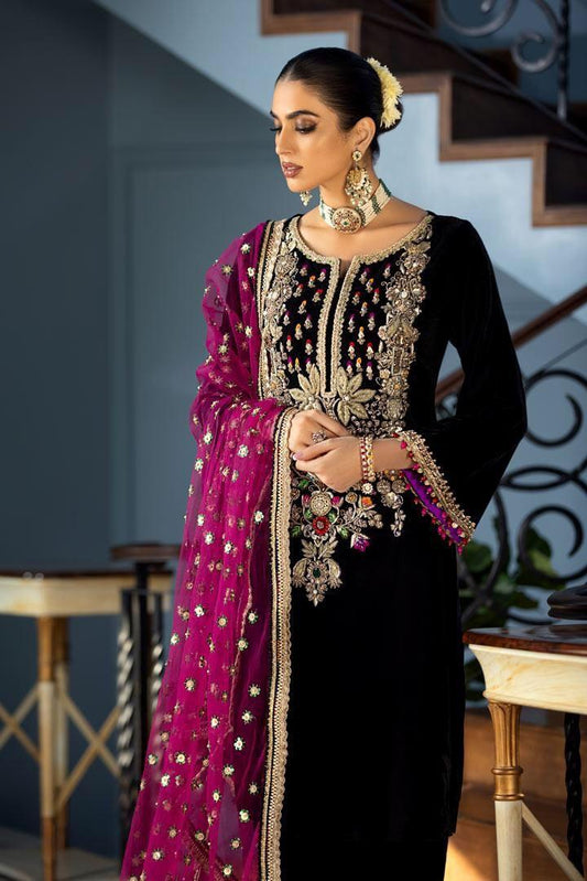 KHUDA BAKSH VELVET SUIT BLACK BEAUTY ( MICRO 5000) - Wearza