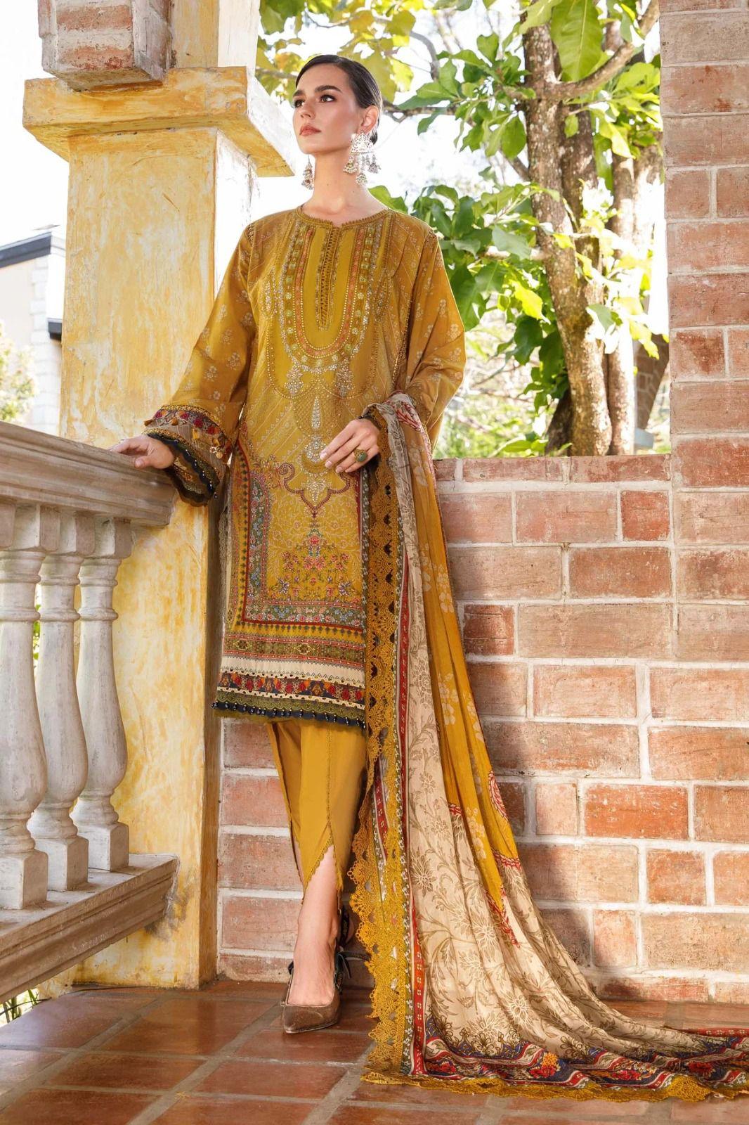 MARIA B PRINTED WITH HEAVY EMBROIDERED PATCH (100% LAWN ) 2024 - Wearza