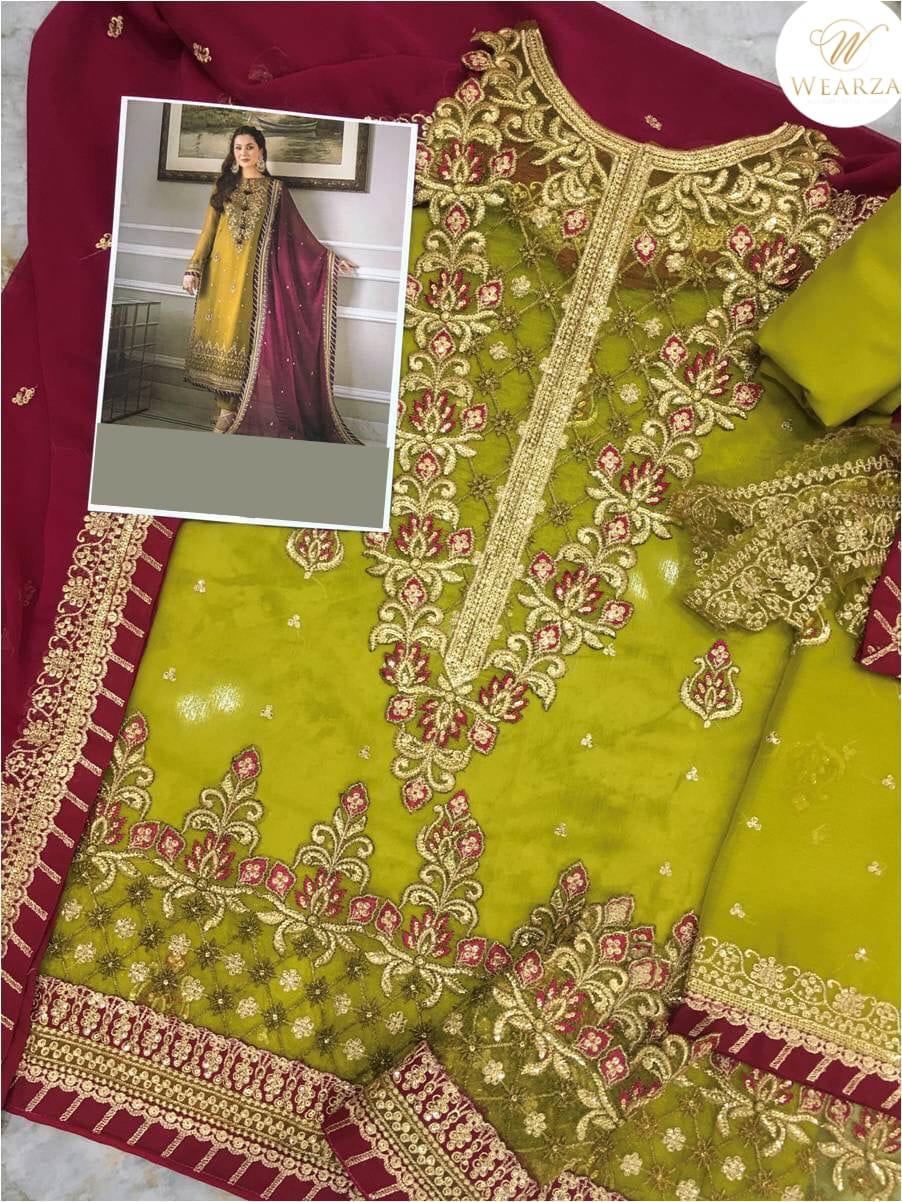 WEARZA® HEAVY EMBROIDERED (100% SEMI PURE CHIFFON) SUIT 2023 - Wearza