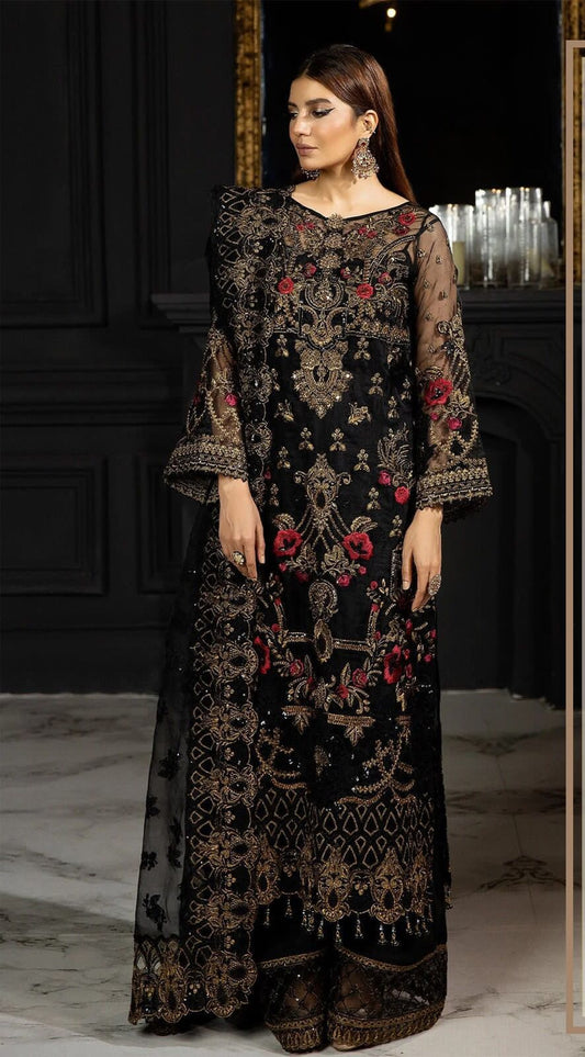 WEARZA® PURE ORGANZA EMBROIDERED HANDWORK 3PC SUIT - Wearza