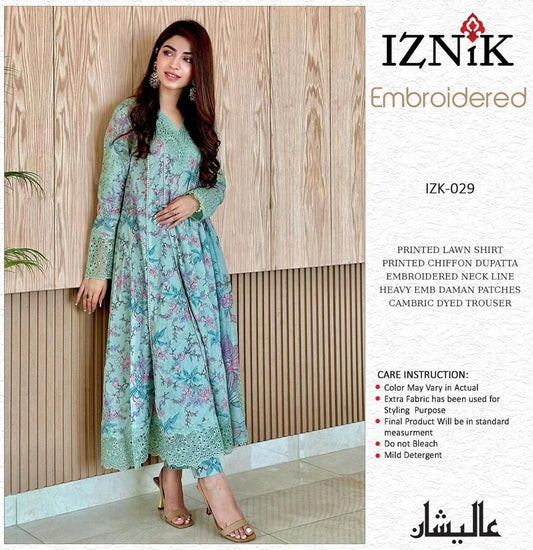 IZNIK LUXURY PREMIUM EMBROIDERED LAWN 2024 - Wearza