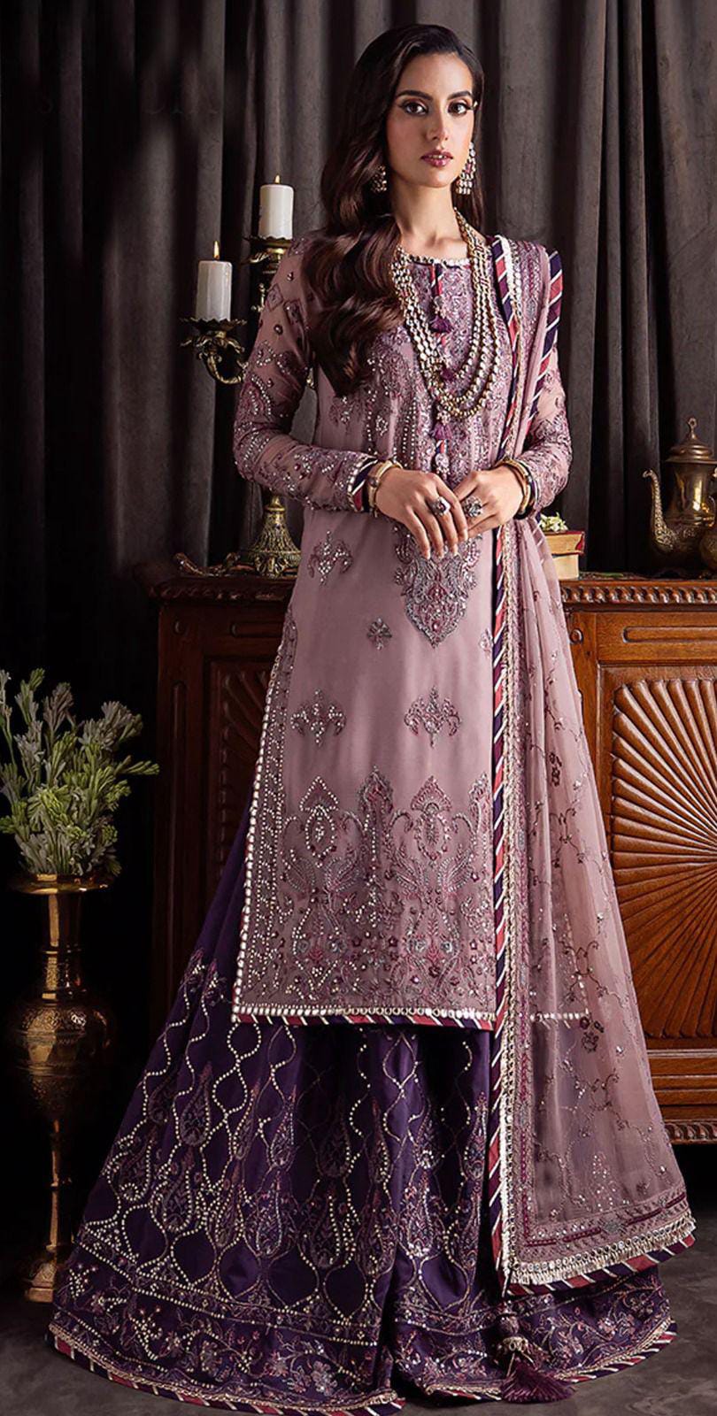 WEARZA SEMI PURE CHIFFON EMBROIDERED GHARARA 2024 - Wearza