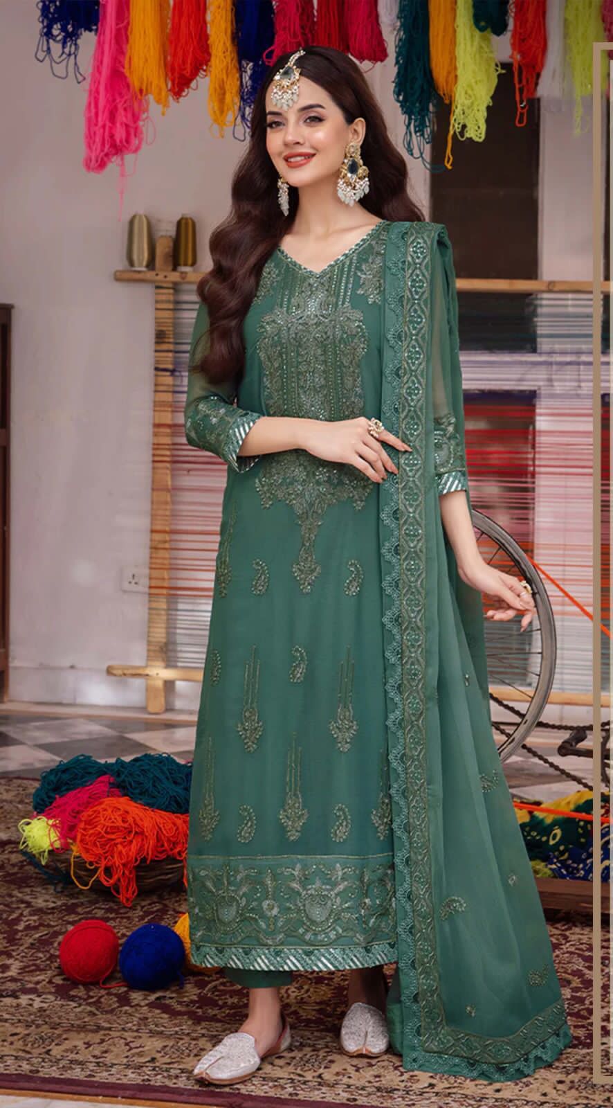 Asim Jofa 100% Organza Beautiful Color Dress 2024 - Wearza