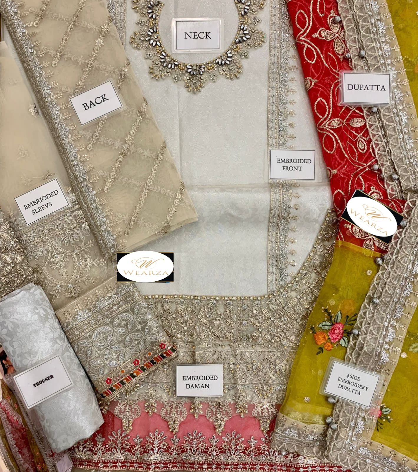 MARIA B PURE ORGANZA SUIT BEST FOR MEHNDI EVENT 2024 - Wearza