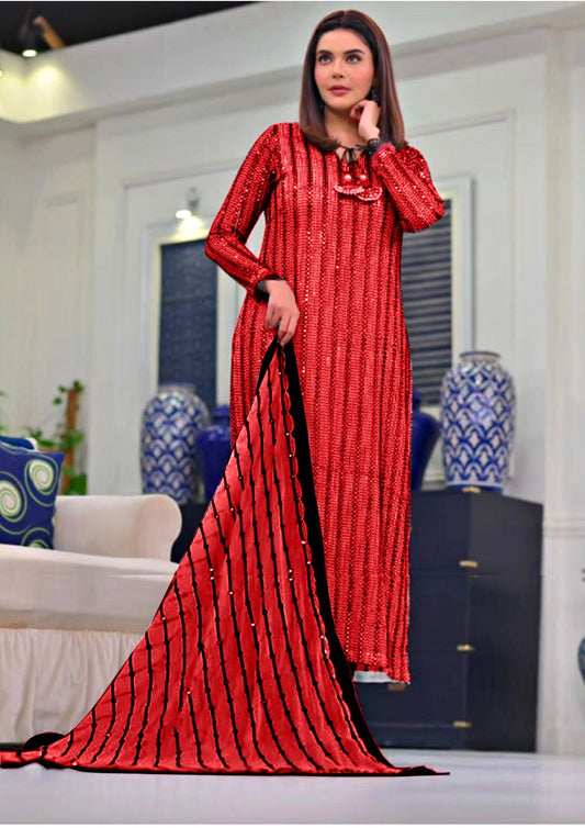 WEARZA X NIDA YASIR PARTY WEAR CHIFFON 9MM SEQUENCE DRESS 2024 - Wearza