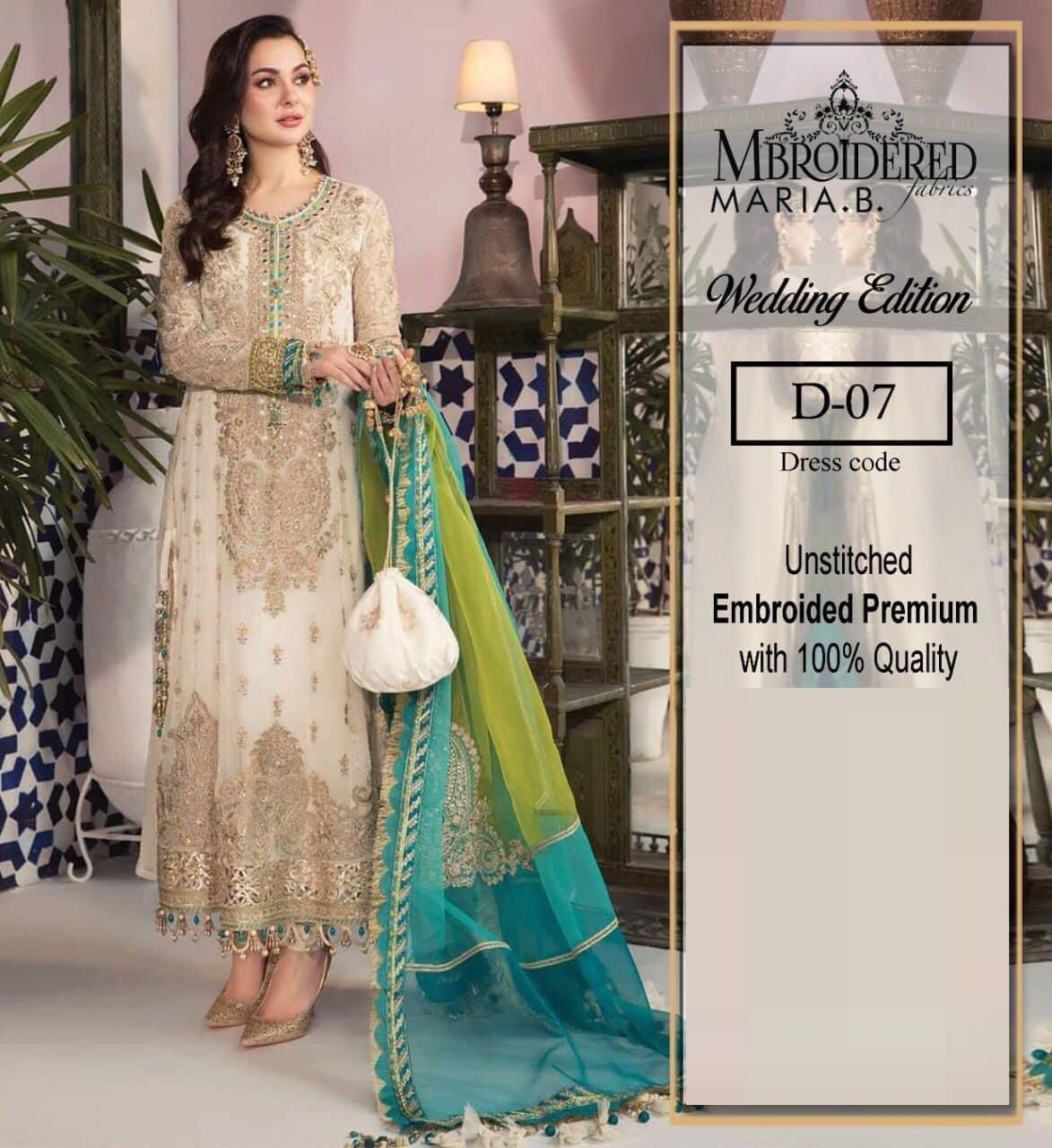 MB PURE CHIFFON EMBROIDERED DRESS WITH PURE ORGANZA DUPPATA 2024 - Wearza