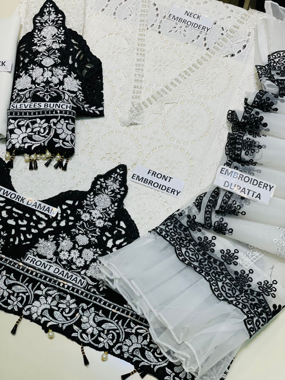 MB CHIKANKARI LAWN MOST HIT TOP SELLING PREMIUM PURE LAWN WITH ORGANZA DUPPATA 2024 - Wearza