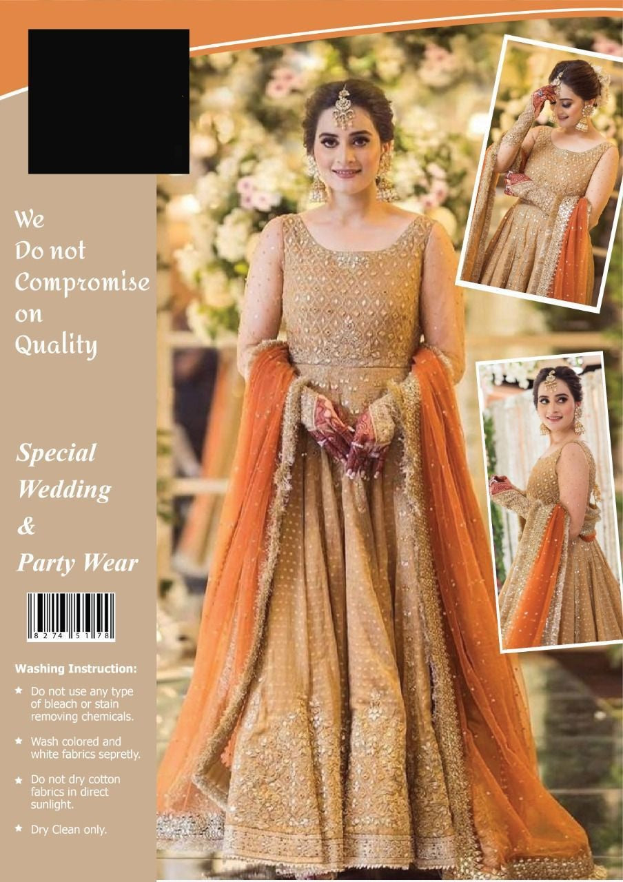 Aiman Khan Party Wear Frock 100% Soft Net 2024 - Wearza