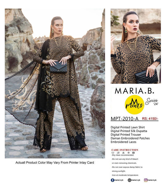 MARIA B M LION PRINT PREMIUM LAWN MOST SELLING WITH DIGITAL SILK DUPPATA 2024 - Wearza