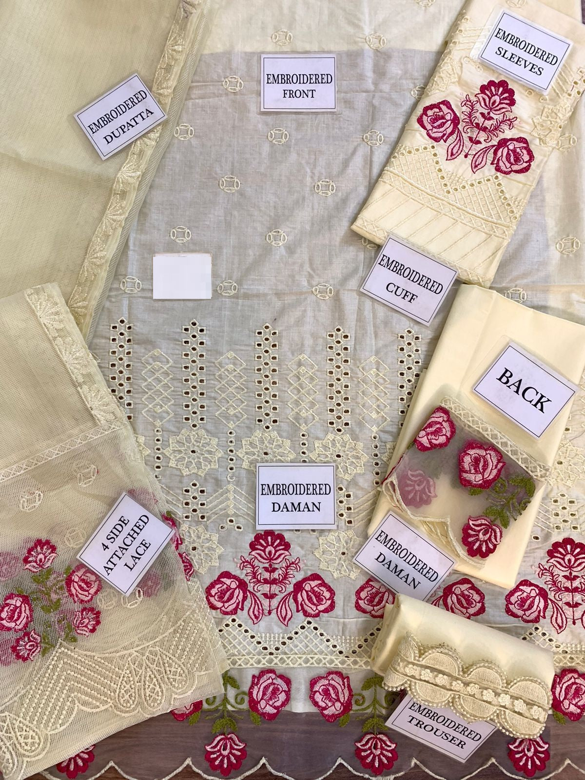 WEARZA X ZARQASH CHIKANKARI 100% COTTON WITH KHADDI NET DUPPATA 24 - Wearza