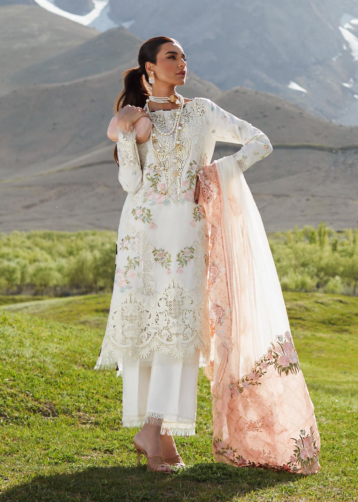 WEARZA MOST HIT ARTICLE PREMIUM PURE LAWN WITH EMBROIDERED PURE ORGANZA DUPPATA 2024 - Wearza