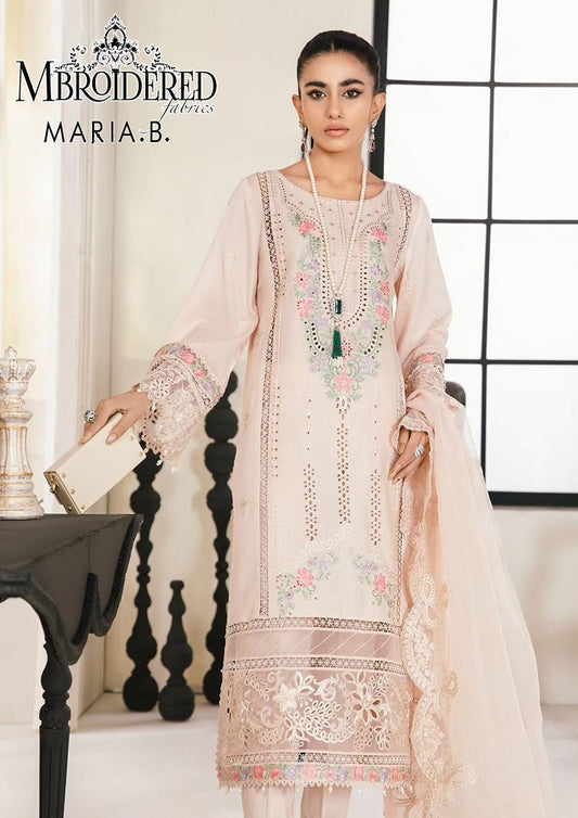 MARIA B CHIKANKARI BUTTER SKIN 100% PURE COTTON WITH PURE ORGANZA DUPPATA 24 - Wearza