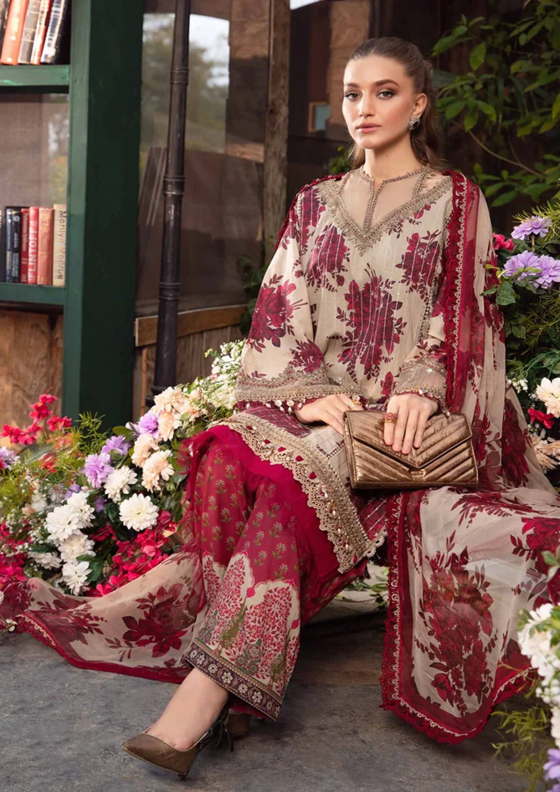 WEARZA X MARIA B M PRINT LAWN COLLECTION WITH CHIFFON DUPPATA - Wearza