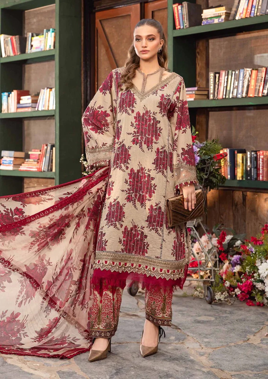 WEARZA X MARIA B M PRINT LAWN COLLECTION WITH CHIFFON DUPPATA - Wearza