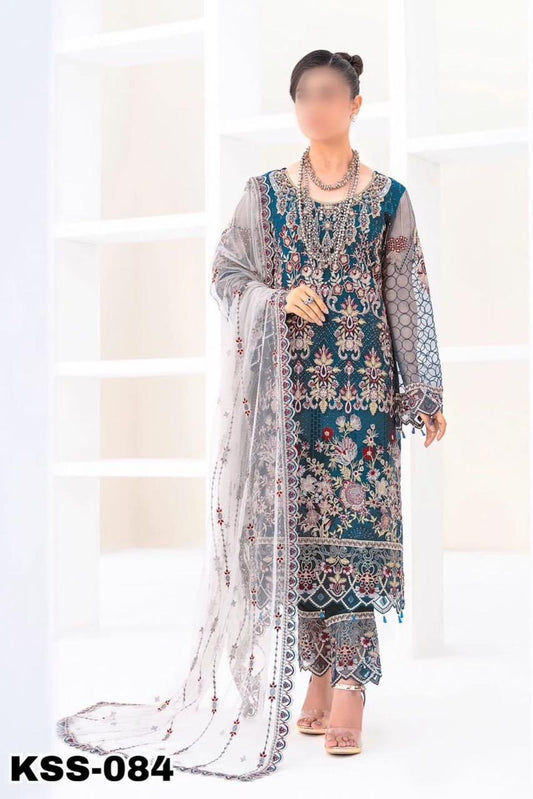 RAMSHA X WEARZA SEMI PURE CHIFFON WITH SOFT NET DUPPATA 2024 - Wearza