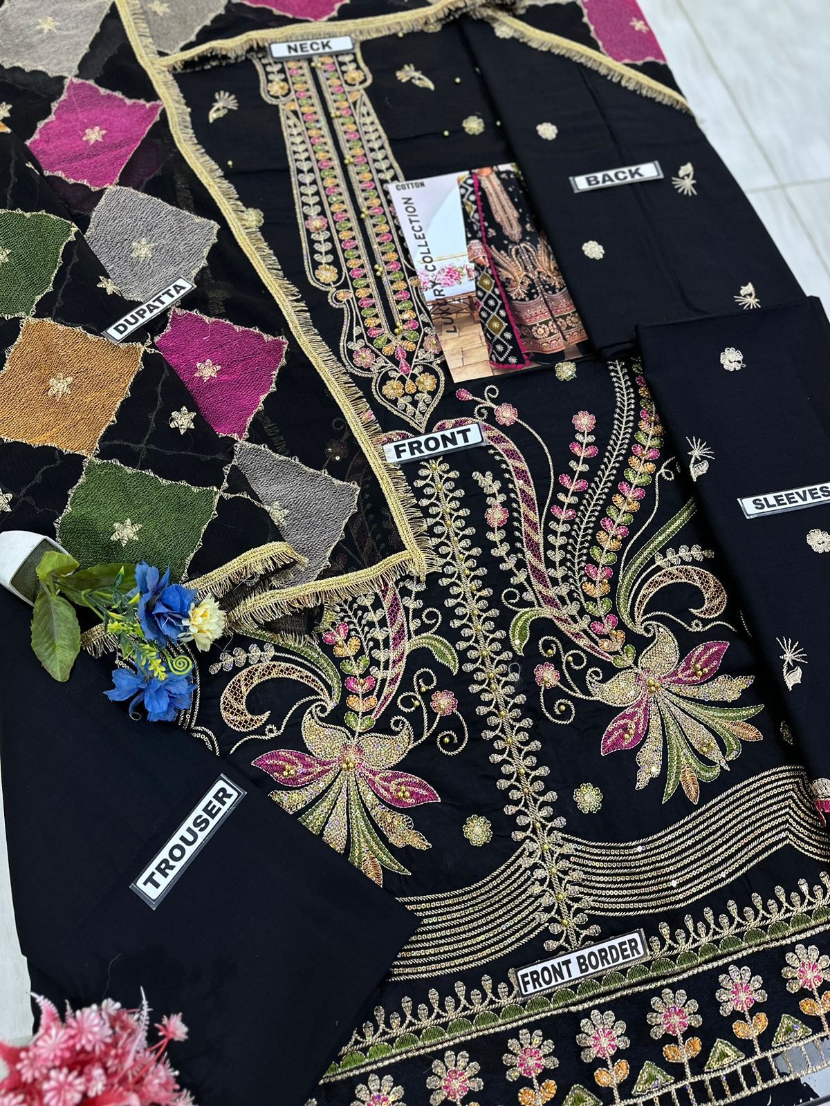 MARIA B 100% SOFT COTTON WITH SEMI PURE CHIFFON EMBROIDERED DUPPATA 2024 - Wearza