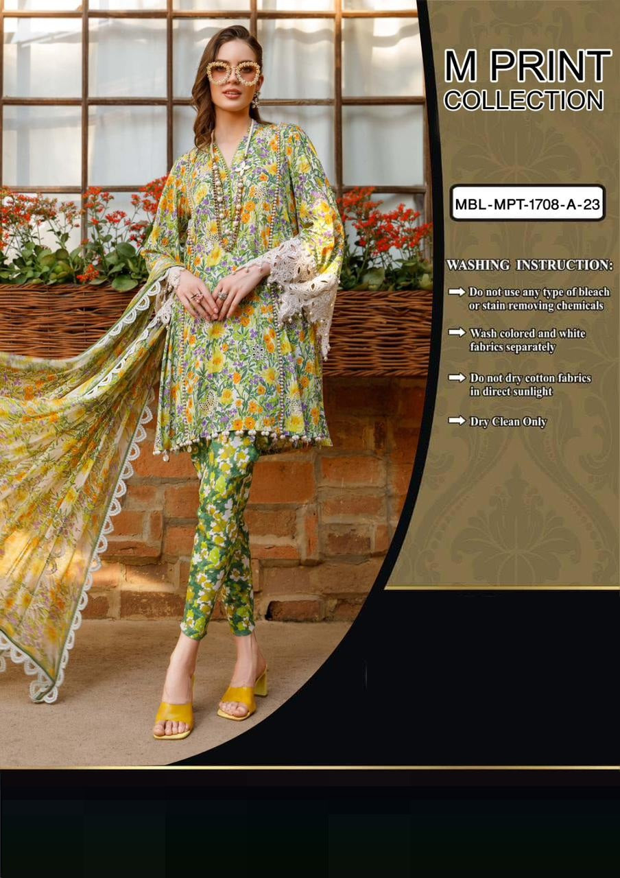 WEARZA M PRINT MOST HOT CODE DIGITAL PRINTED PURE LAWN SCIFFLIE WORK 2024 - Wearza