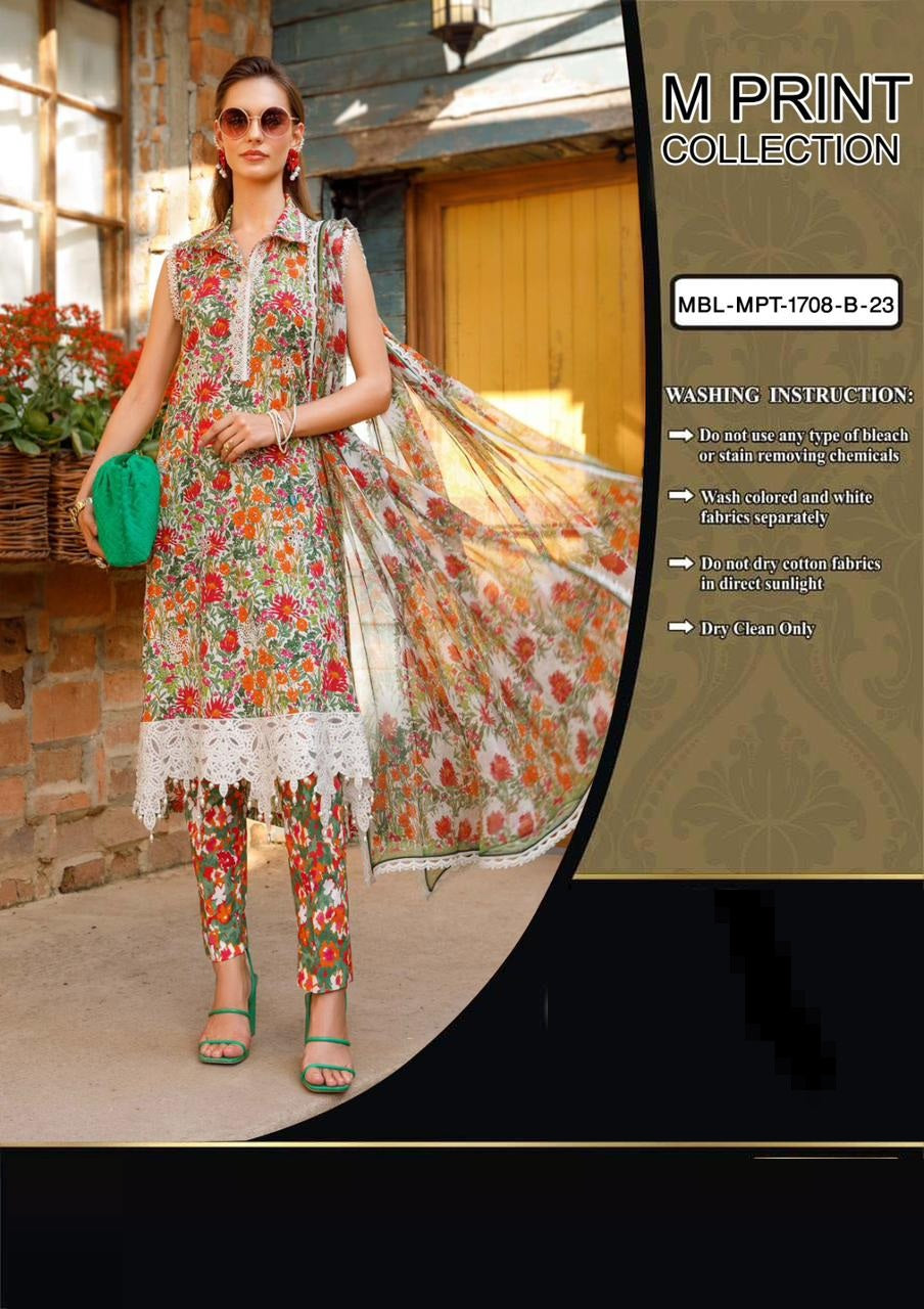 WEARZA M PRINT MOST HOT CODE DIGITAL PRINTED PURE LAWN SCIFFLIE WORK 2024 - Wearza