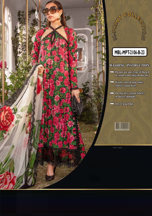 Maria B MPRINT DIGITAL PRINTED PURE LAWN COLLECTION SOENGLE & SCIFFLIE WORK 2024 - Wearza