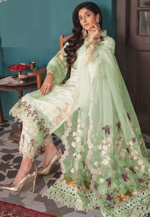 WEARZA X ELAF PREMIUM PURE LAWN LUXURY DRESS WITH PURE ORGANZA DUPPATA 2024 - Wearza