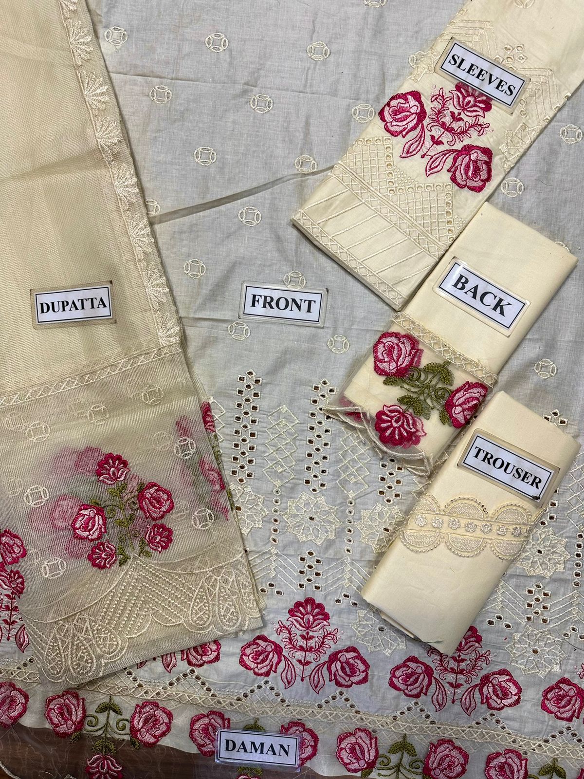 ZARQASH 100% PREMIUM COTTON SUIT WITH KHADDI NET DUPPATA 2024 - Wearza