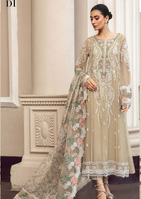 MARIA B 3PCS DRESS SEMI PURE CHIFFON WITH PURE ORGANZA DUPPATA 2024 - Wearza