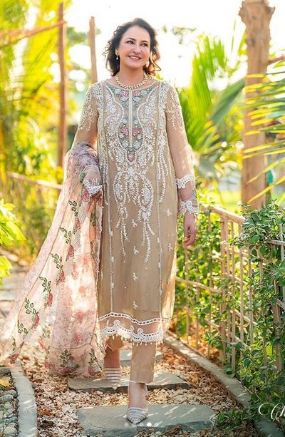 MARIA B 3PCS DRESS SEMI PURE CHIFFON WITH PURE ORGANZA DUPPATA 2024 - Wearza