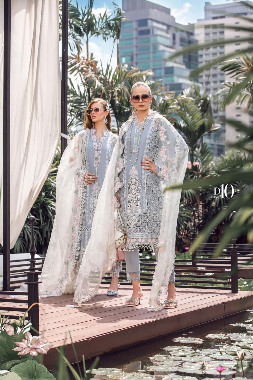 WEARZA X MARIA B PREMIUM LAWN SCIFFLIE WORK WITH ORGANZA DUPPATA EID COLLECTION 2024 - Wearza