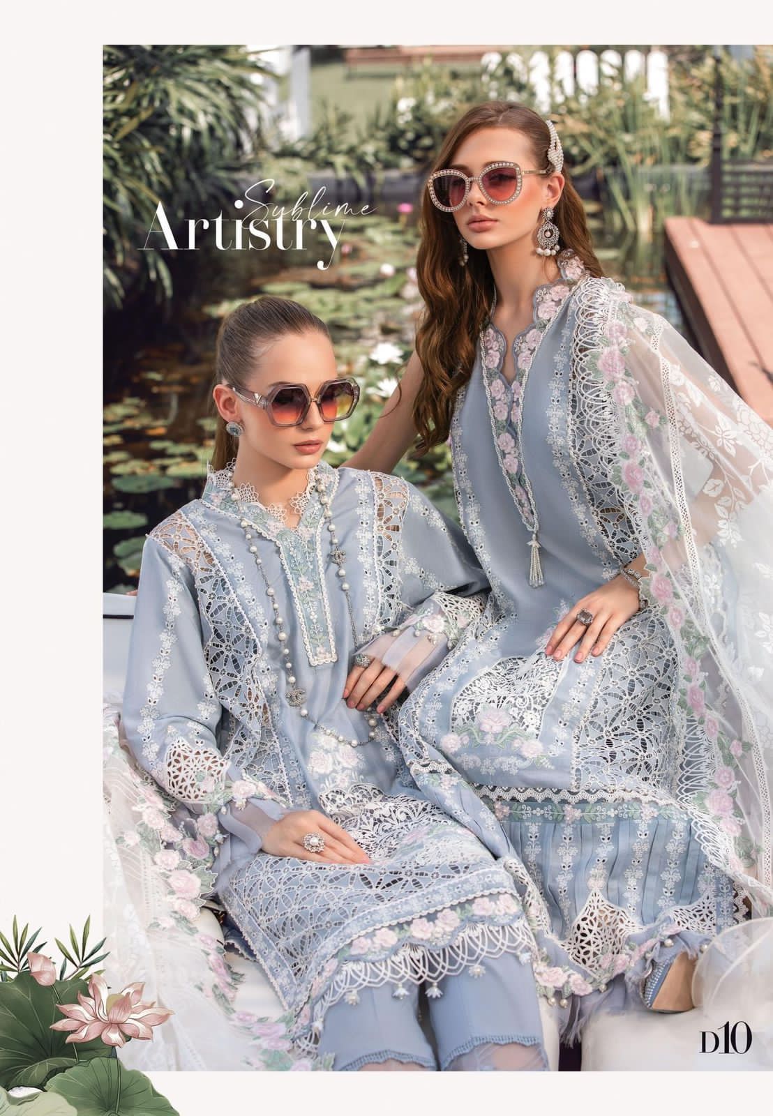 WEARZA X MARIA B PREMIUM LAWN SCIFFLIE WORK WITH ORGANZA DUPPATA EID COLLECTION 2024 - Wearza