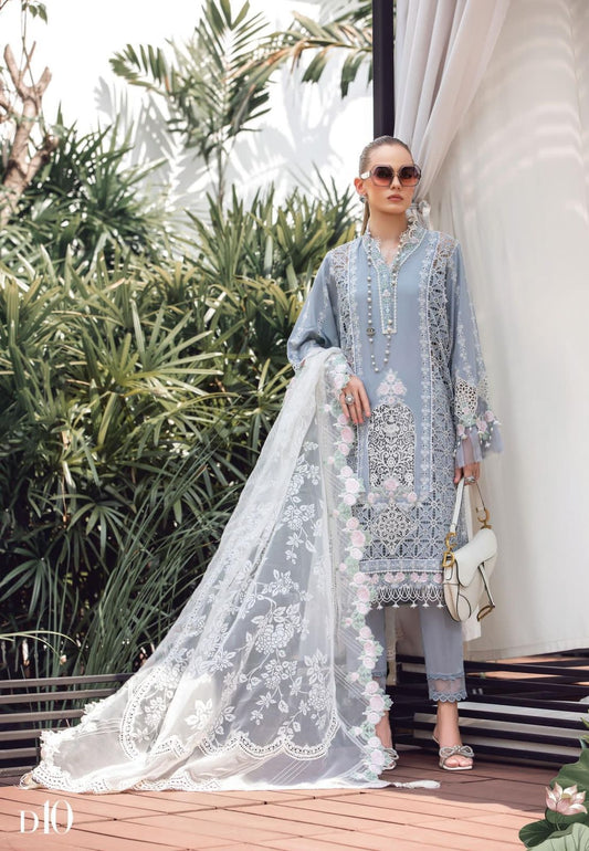 WEARZA X MARIA B PREMIUM LAWN SCIFFLIE WORK WITH ORGANZA DUPPATA EID COLLECTION 2024 - Wearza