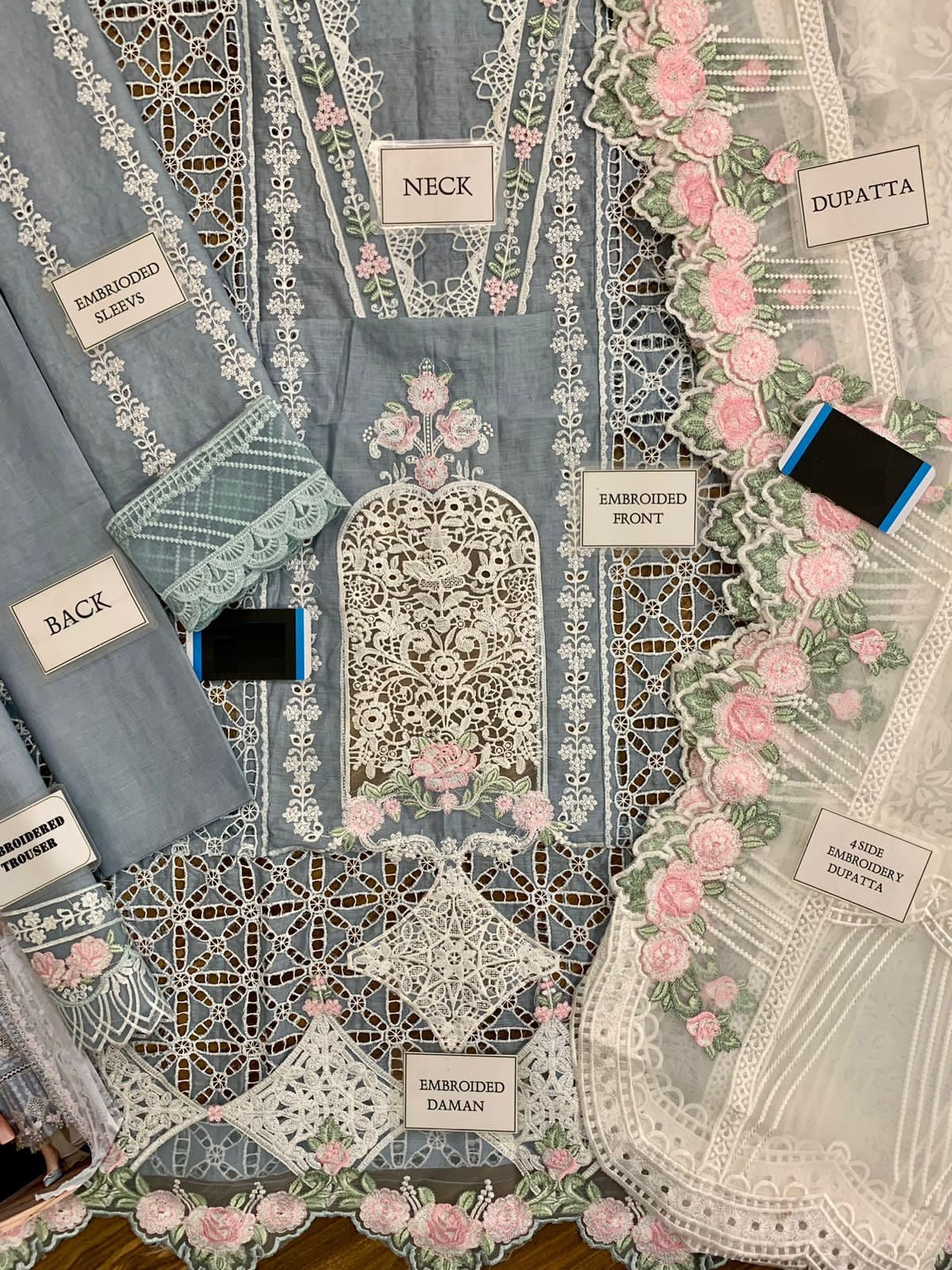 WEARZA X MARIA B PREMIUM LAWN SCIFFLIE WORK WITH ORGANZA DUPPATA EID COLLECTION 2024 - Wearza