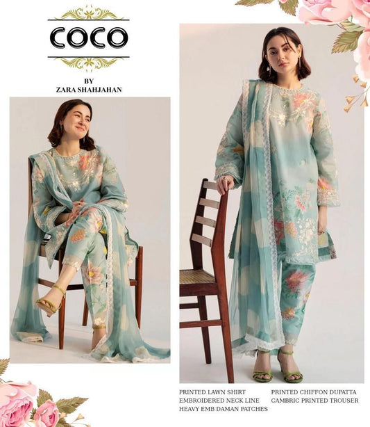 Coco By Zara Shah Jahan Eid Luxury Dress With Chiffon Duppata 2024 - Wearza