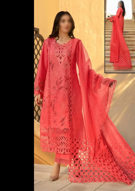 RANG RASIYA PREMIUM PURE CHIKANKARI LAWN WITH ORGANZADUPPATA 2024 - Wearza