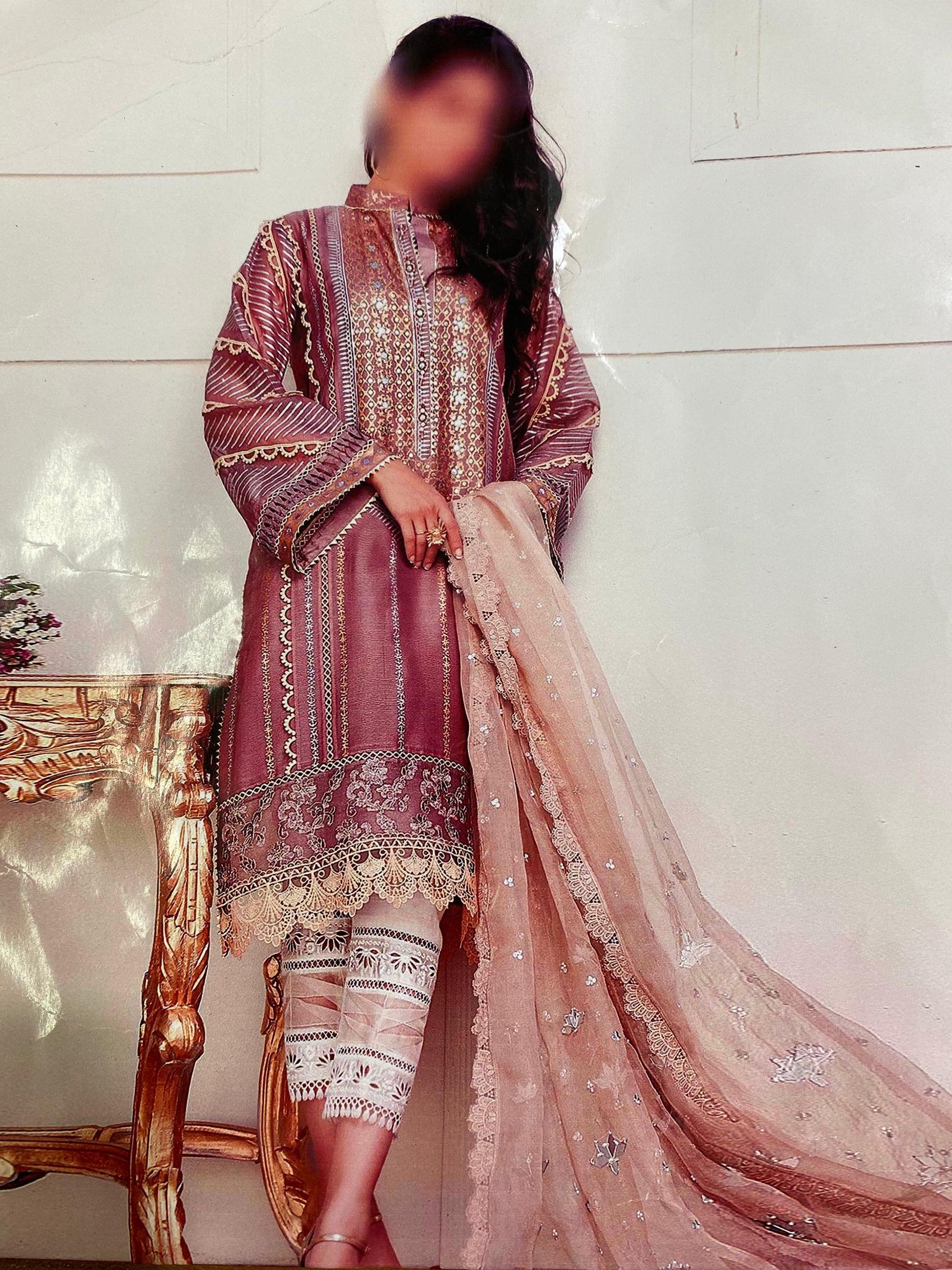 Anus Abrar Mysori Handwork Dress With Organza Duppata 2024 - Wearza