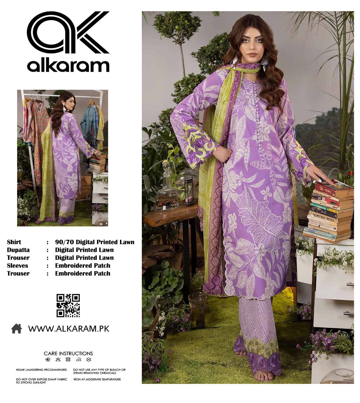 Al-karam Dostana Digital Premium Pure Lawn 2024 - Wearza