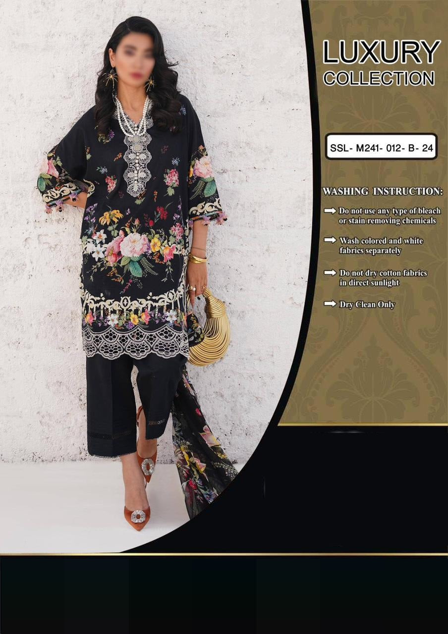 SANA SAFINAZ MUZLIN X WEARZA MOST HIT CODE PRINTED PREMIUM PURE LAWN 2024 - Wearza