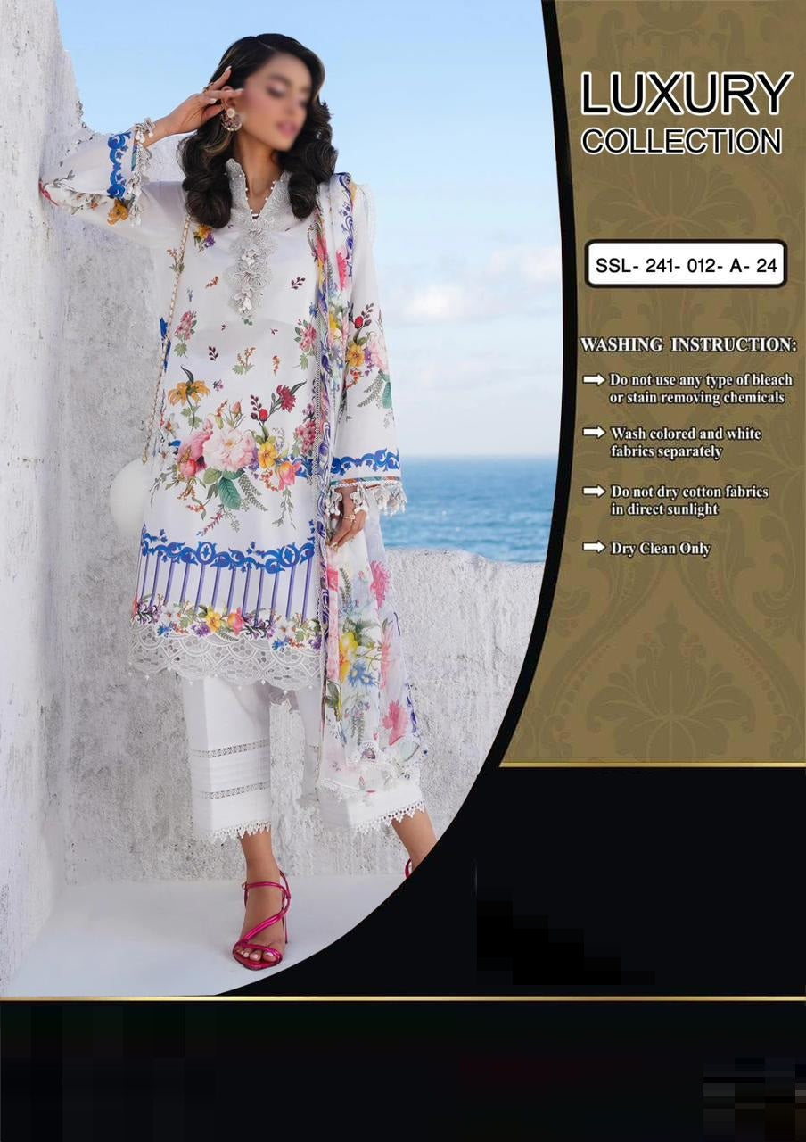 SANA SAFINAZ MUZLIN X WEARZA MOST HIT CODE PRINTED PREMIUM PURE LAWN 2024 - Wearza