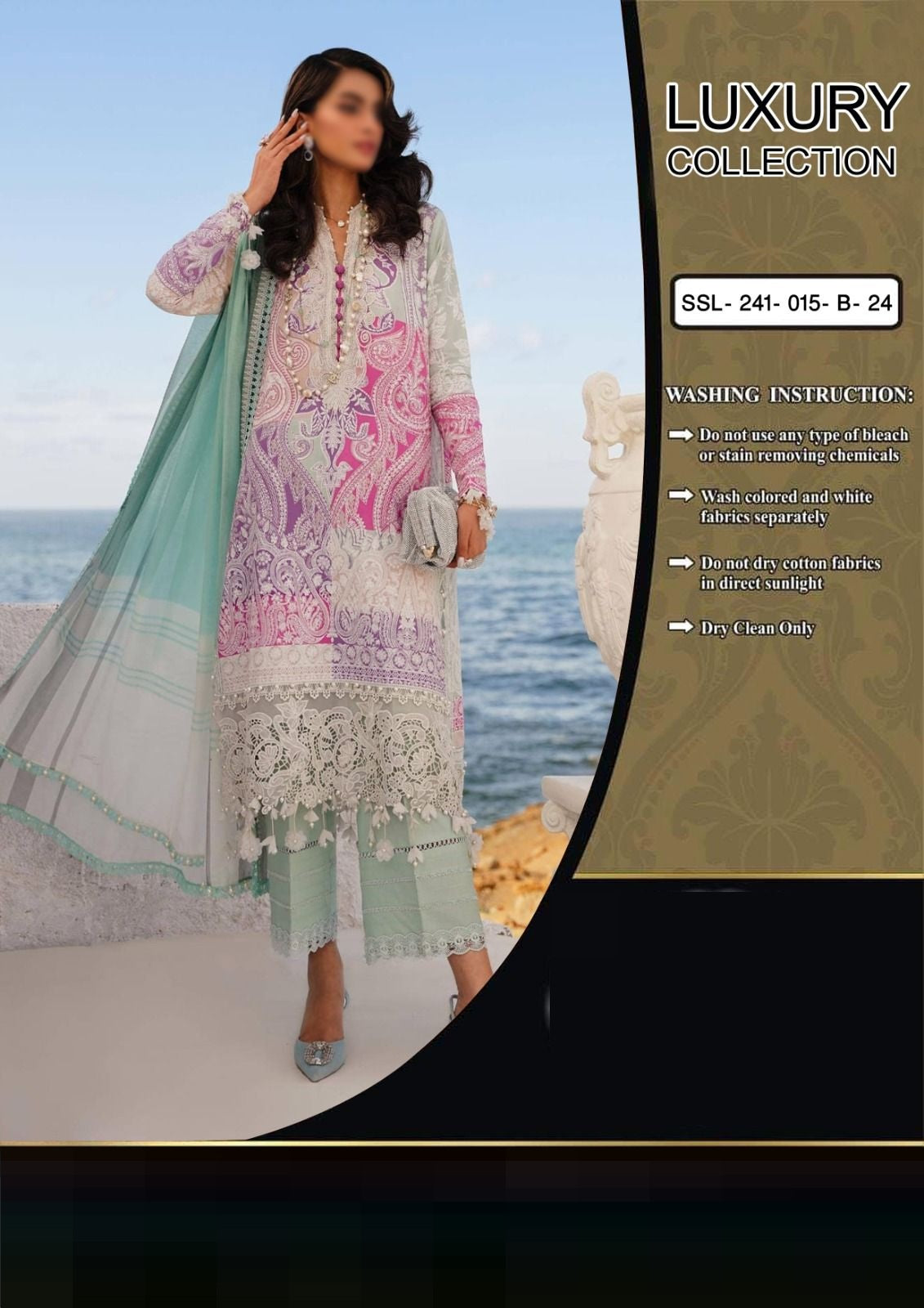 SANA SAFINAZ MUZZLIN X WEARZA PREMIUM PURE LAWN EMB WITH CHIFFON F - Wearza